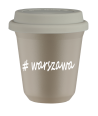 Kubek 150 ml BEŻOWY Warszawa z pokrywką biala kubek termiczny na kawe | 70,00 zł