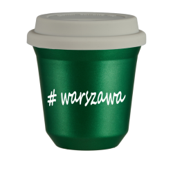 Cup 240 ml METALLIC GREEN "Warszawa", with white lid