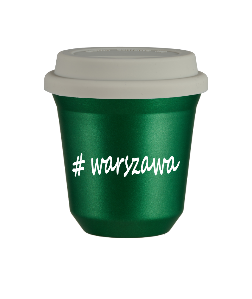 Cup 240 ml METALLIC GREEN "Warszawa", with white lid