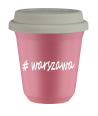 Kubek 240 ml RÓŻOWY Warszawa z pokrywką biala kubek termiczny na kawe | 75,00 zł