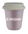 Kubek 150 ml LAWENDOWY Warszawa z pokrywką biala kubek termiczny na kawe | 70,00 zł