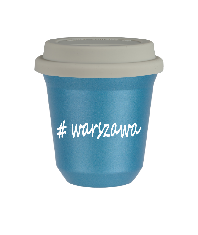 Kubek 80 ml BŁĘKITNY METALIC Warszawa z pokrywką biala kubek termiczny na kawe | 70,00 zł Kubek 80 ml BŁĘKITNY METALIC Warszawa z pokrywką biala kubek termiczny na kawe | 70,00 zł