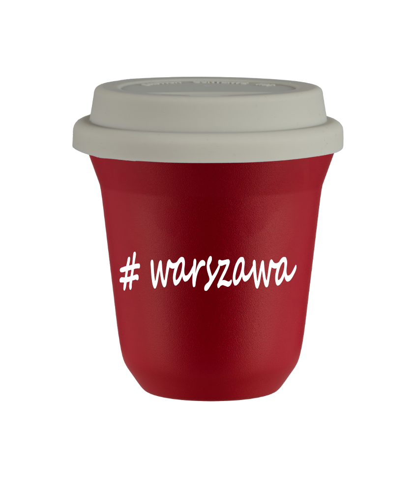 Kubek 240 ml CZERWONY Warszawa z pokrywką biala kubek termiczny na kawe | 75,00 zł