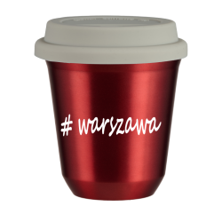 Cup 80 ml METALLIC RED "Warszawa", with white lid