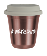 Kubek 240 ml RÓŻOWE ZŁOTO Warszawa z pokrywką biala kubek termiczny na kawe | 75,00 zł