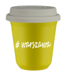 Kubek 150 ml ŻÓŁTY Warszawa z pokrywką biala kubek termiczny na kawe | 70,00 zł