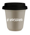 Kubek 150 ml BEŻOWY Warszawa z pokrywką czarna kubek termiczny na kawe | 70,00 zł