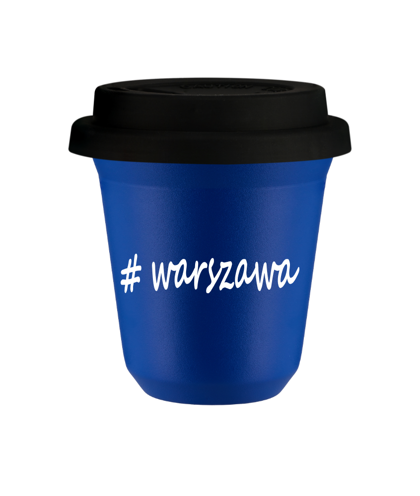 Kubek 240 ml NIEBIESKI Warszawa z pokrywką czarna kubek termiczny na kawe | 75,00 zł
