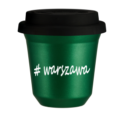 Cup 240 ml METALLIC GREEN "Warszawa", with black lid