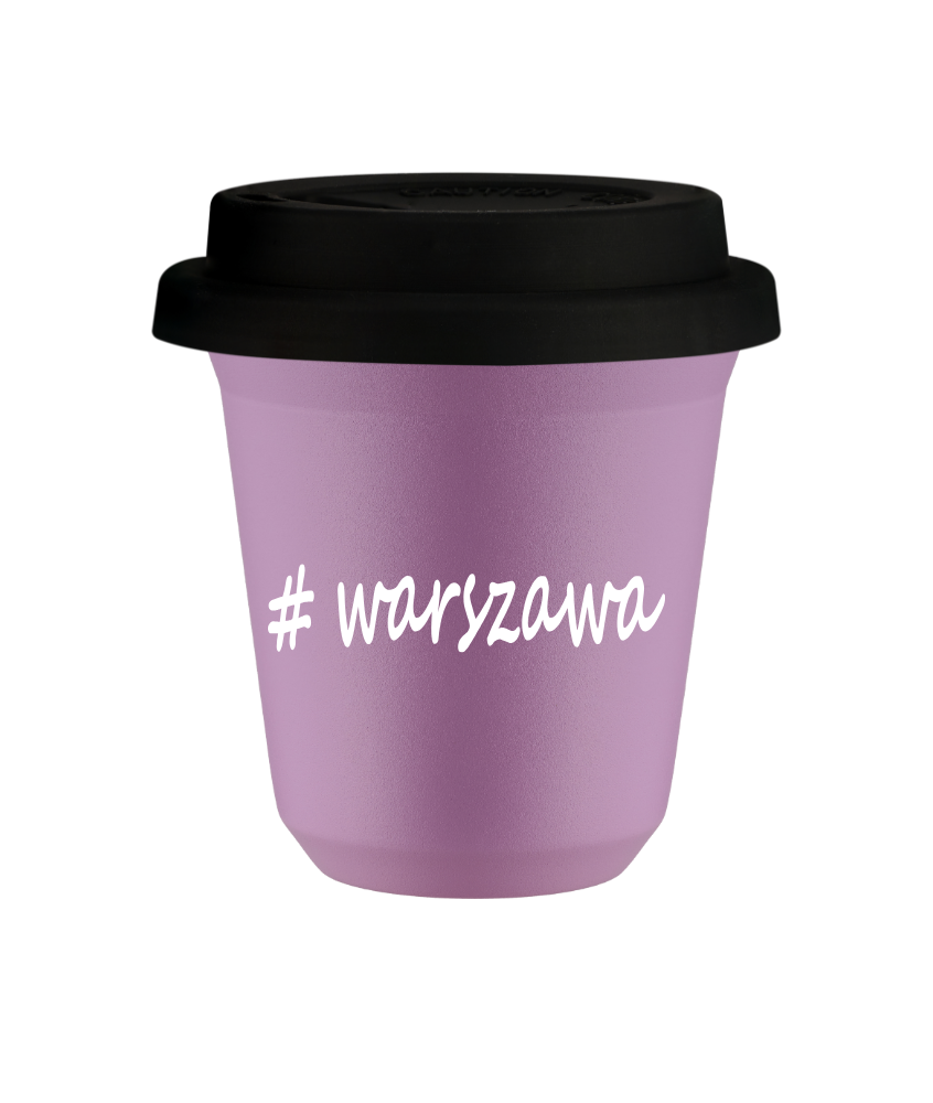Cup 240 ml LILAC "Warszawa", with black lid