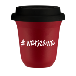 Cup 240 ml RED "Warszawa", with black lid