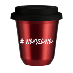 Cup 240 ml METALLIC RED "Warszawa", with black lid