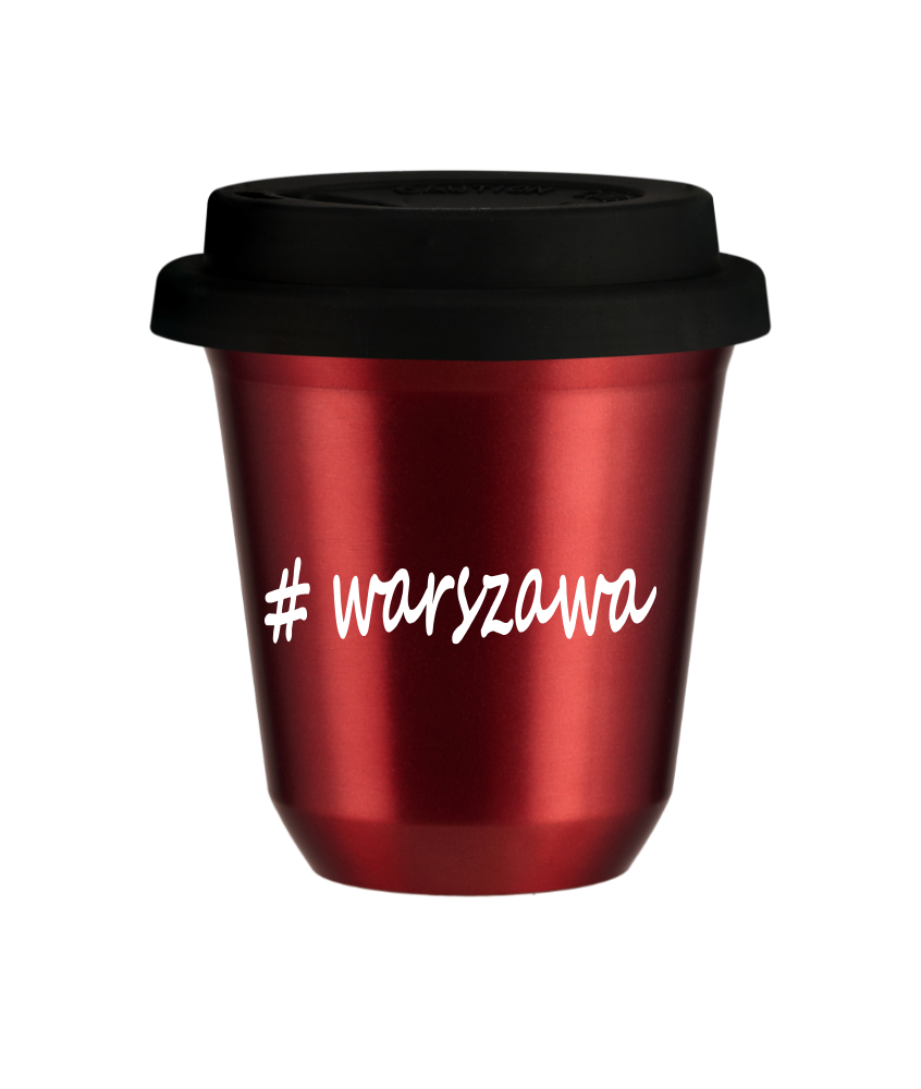 Cup 240 ml METALLIC RED "Warszawa", with black lid