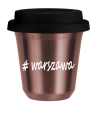 Kubek 240 ml RÓŻOWE ZŁOTO Warszawa z pokrywką czarna kubek termiczny na kawe | 75,00 zł