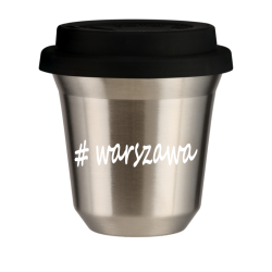 Cup 80 ml SILVER "Warszawa", with black lid