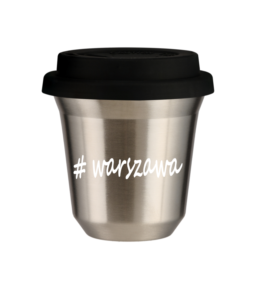 Cup 80 ml SILVER "Warszawa", with black lid