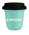Kubek 150 ml TURKUSOWY Warszawa z pokrywką czarna kubek termiczny na kawe | 70,00 zł