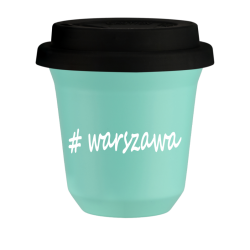 Cup 240 ml TURQUOISE "Warszawa", with black lid
