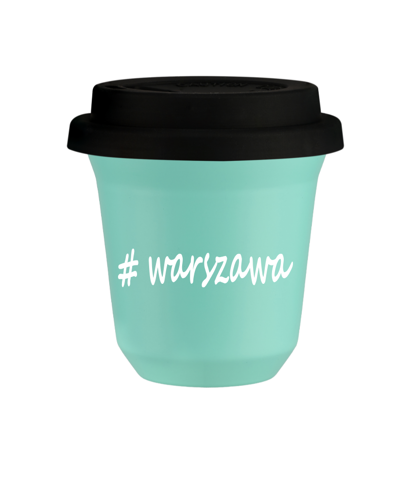 Cup 240 ml TURQUOISE "Warszawa", with black lid