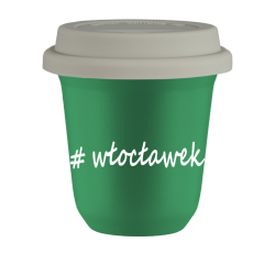 Cup 240 ml GREEN "Włocławek", with white lid