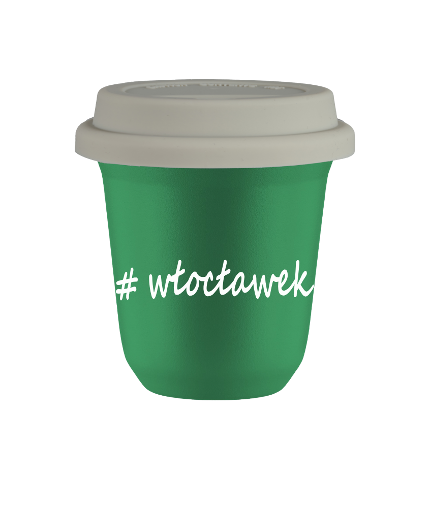 Cup 240 ml GREEN "Włocławek", with white lid