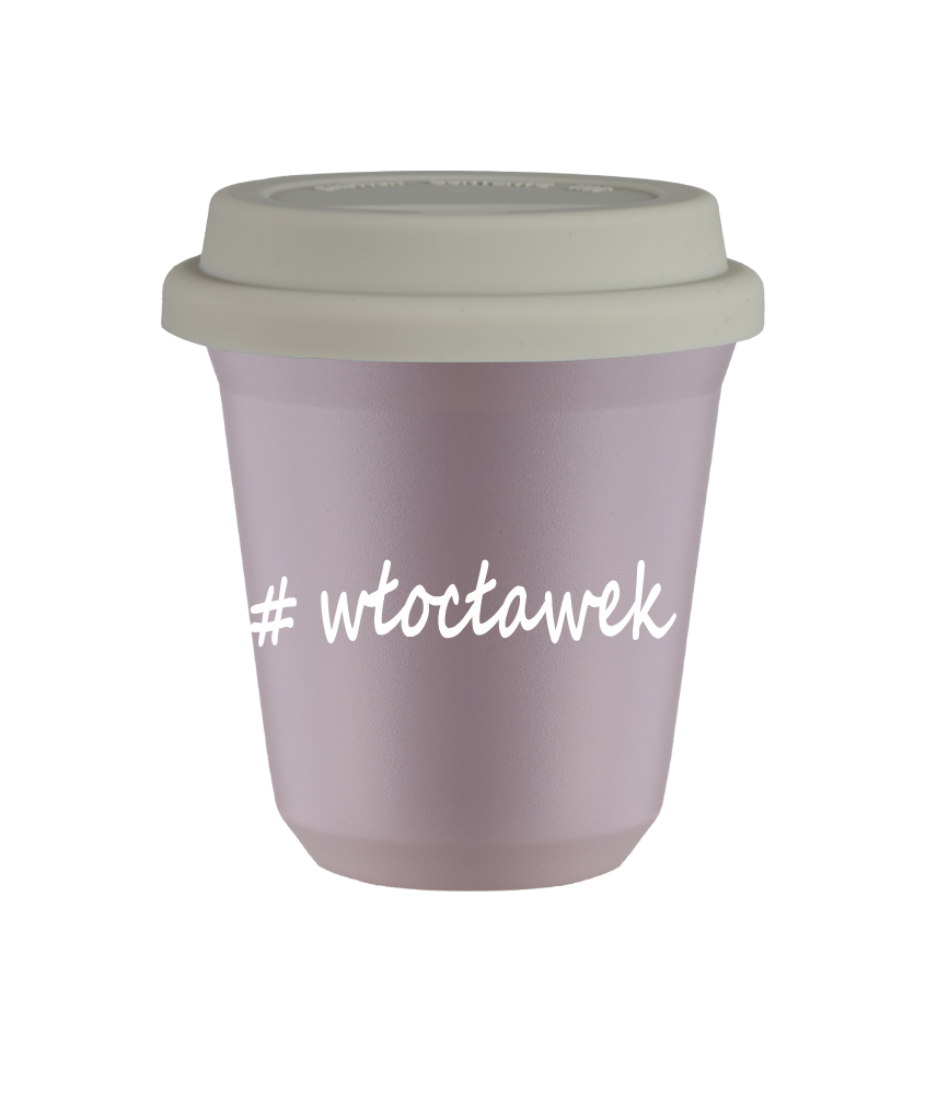 Cup 150 ml LAVENDER "Włocławek", with white lid