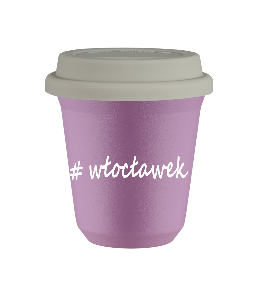 Cup 80 ml LILAC "Włocławek", with white lid