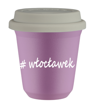 Kubek 240 ml LILIOWY Włocławek z pokrywką biala
