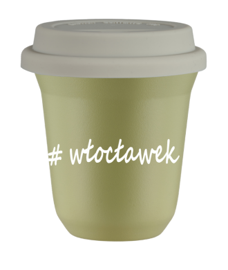 Kubek 150 ml PISTACJOWY Włocławek z pokrywką biala