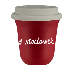Cup 80 ml RED "Włocławek", with white lid