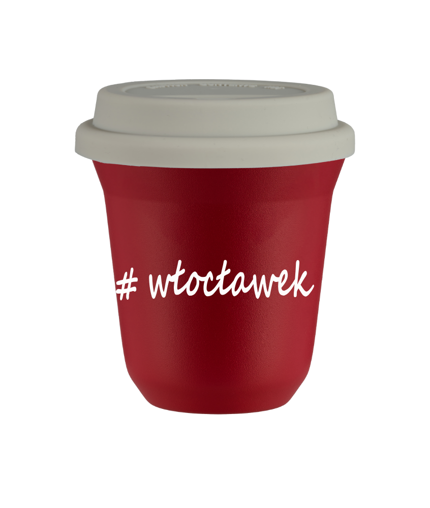 Cup 80 ml RED "Włocławek", with white lid