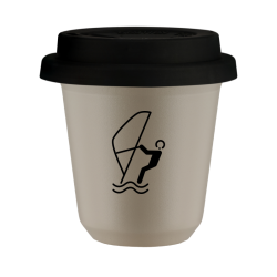 Cup 80 ml BEIGE "Water sports", with black lid