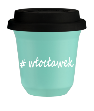 Kubek 150 ml TURKUSOWY Włocławek z pokrywką czarna