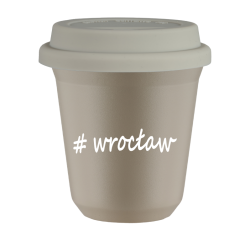 Cup 240 ml BEIGE "Wrocław", with white lid