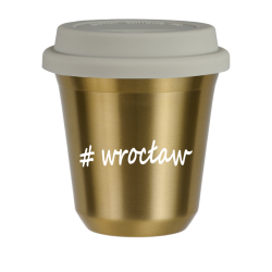 Cup 80 ml GOLD "Wrocław", with white lid