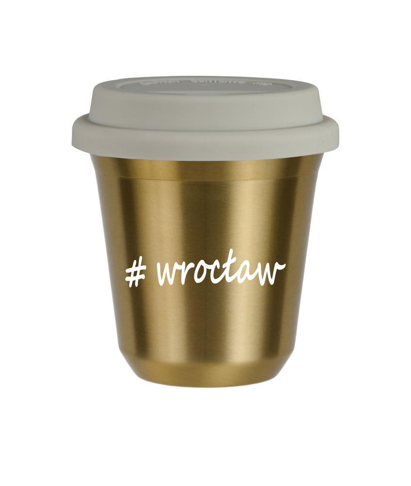 Cup 80 ml GOLD "Wrocław", with white lid