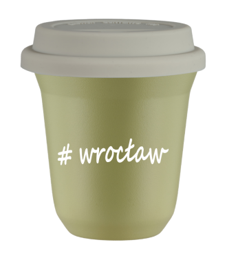 Kubek 240 ml PISTACJOWY Wrocław z pokrywką biala