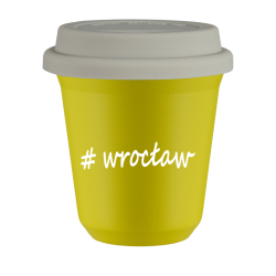 Cup 240 ml YELLOW "Wrocław", with white lid