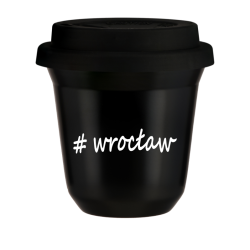 Cup 80 ml BLACK "Wrocław", with black lid