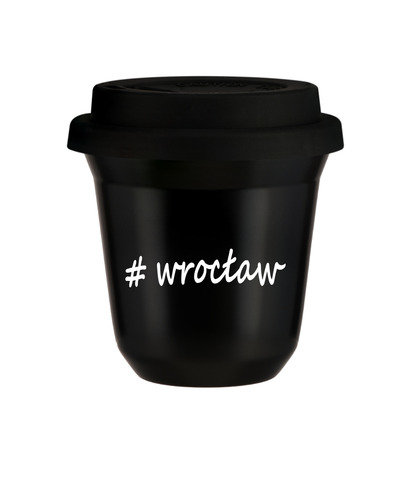 Cup 80 ml BLACK "Wrocław", with black lid