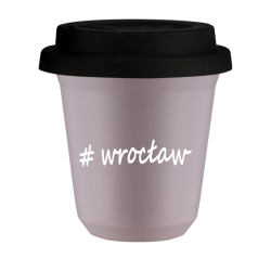 Cup 150 ml LAVENDER "Wrocław", with black lid
