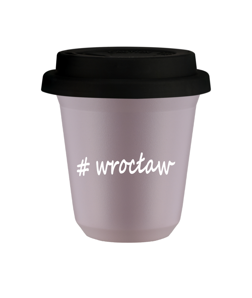 Cup 150 ml LAVENDER "Wrocław", with black lid