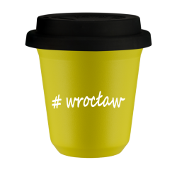 Cup 240 ml YELLOW "Wrocław", with black lid