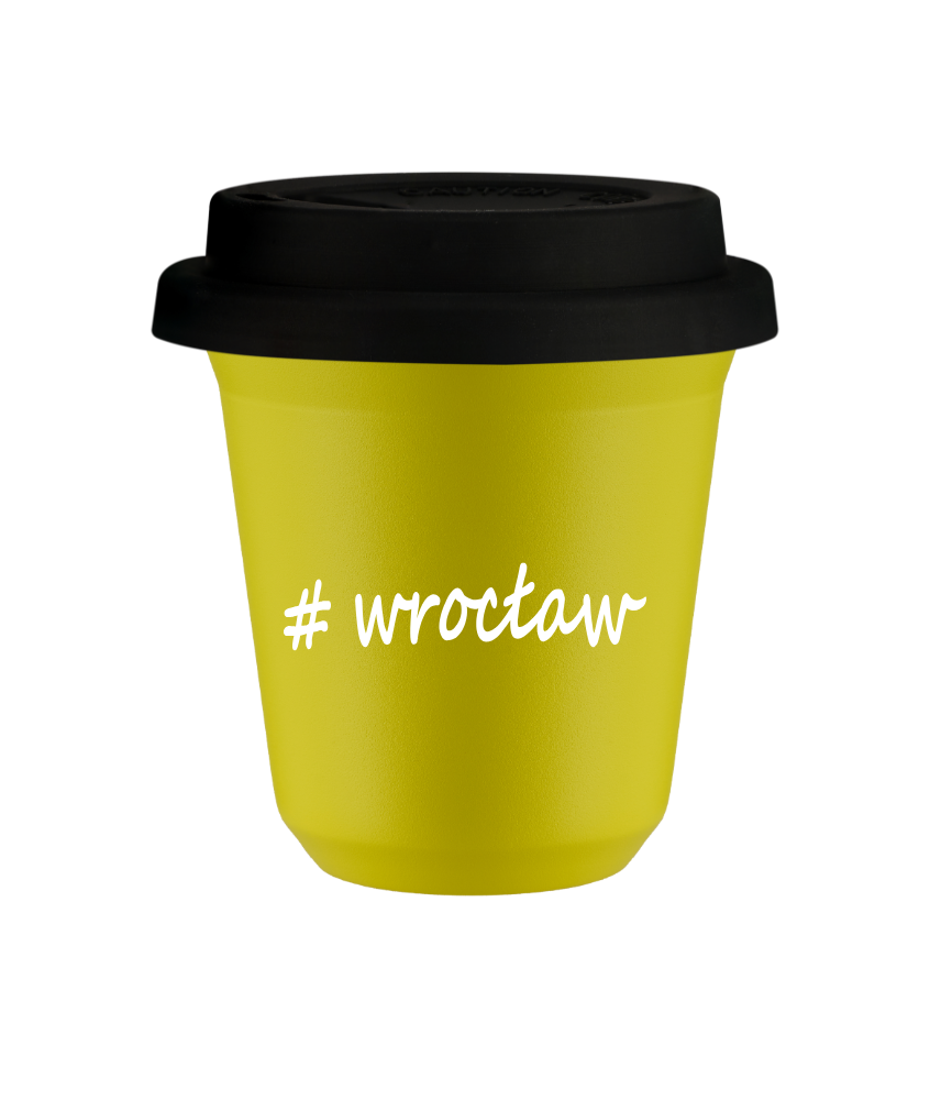 Cup 240 ml YELLOW "Wrocław", with black lid