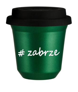 Kubek 80 ml ZIELONY METALIC Zabrze z pokrywką czarna