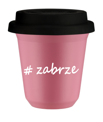 Kubek 80 ml RÓŻOWY Zabrze z pokrywką czarna