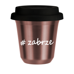 Cup 80 ml ROSE GOLD "Zabrze", with black lid