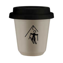 Cup 80 ml BEIGE "Skiing", with black lid