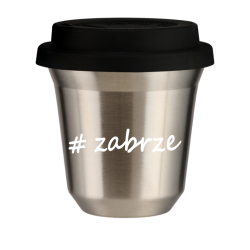 Cup 80 ml SILVER "Zabrze", with black lid