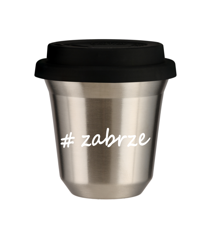 Cup 80 ml SILVER "Zabrze", with black lid